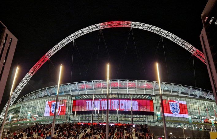 Wembley Stadium at night